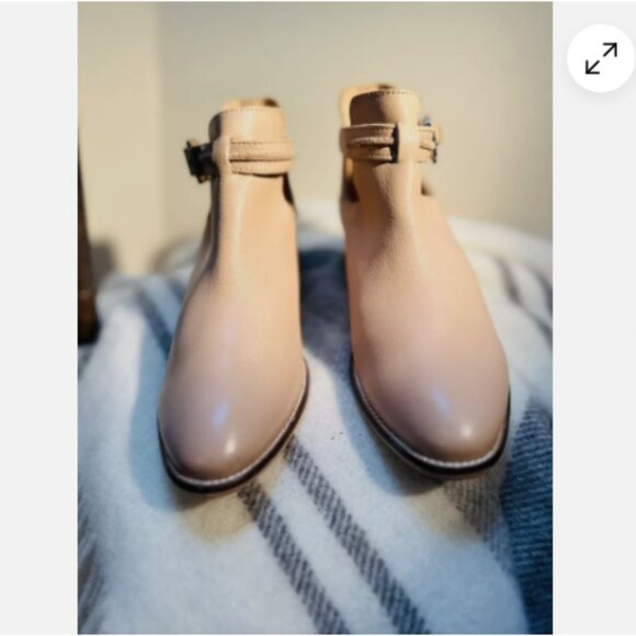 Seychelles Booties Ankle Boots Women's 7.5 Nude Leather Western Buckle Strap - Picture 4 of 9